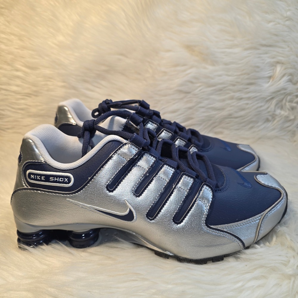 Nike Shox NZ Men's 8.5 Women's 10 Navy Silver 378341-402 New With Box